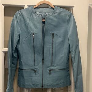 Elegant Teal Leather Jacket